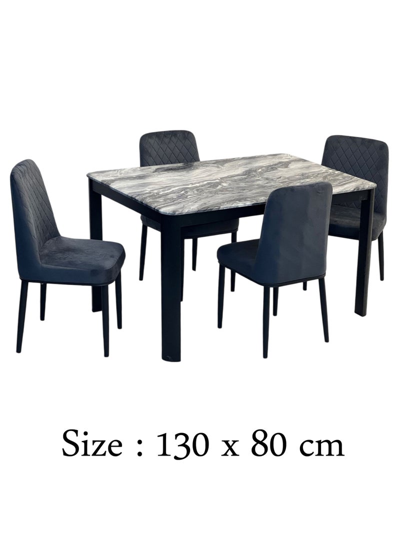 Living Luxurious marble dining tables with 4 Velvet chairs 130*80 CM  - Image 3
