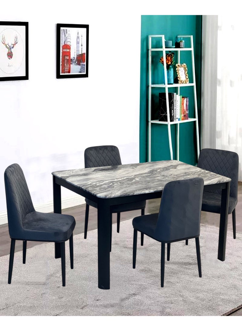 Living Luxurious marble dining tables with 4 Velvet chairs 130*80 CM  - Image 1