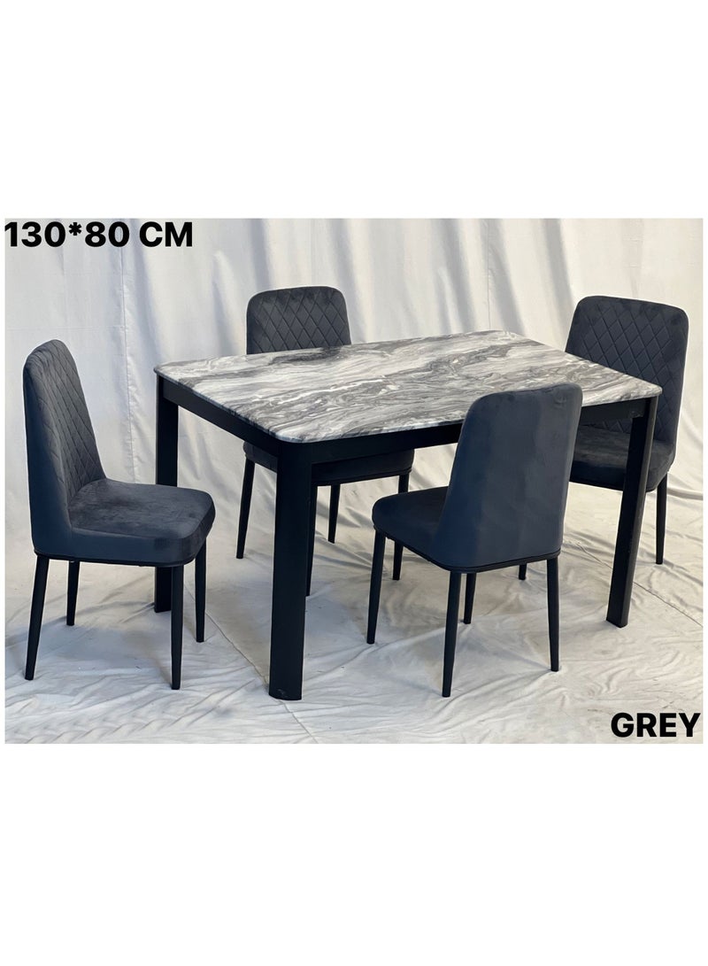 Living Luxurious marble dining tables with 4 Velvet chairs 130*80 CM  - Image 2