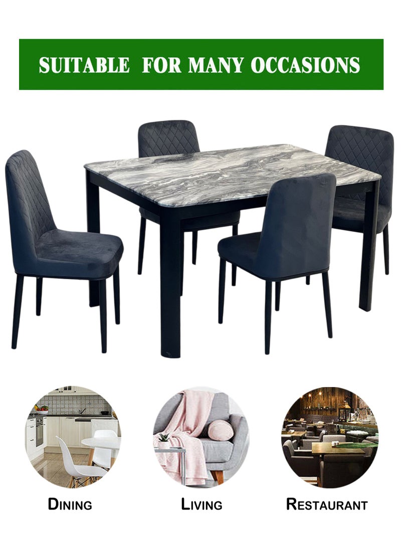 Living Luxurious marble dining tables with 4 Velvet chairs 130*80 CM  - Image 4