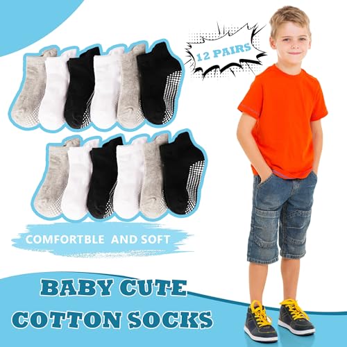 Tphon Non Slip Toddler Socks 12 Pairs Kids Grip Sock for Boys Girls Baby Ankle Socks with Gripper for 1-3 Year Children - Image 5