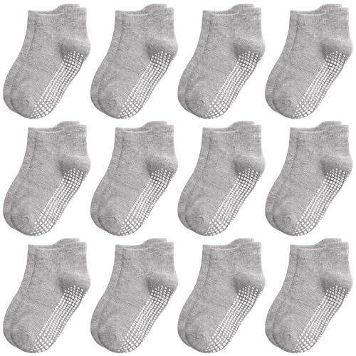 Tphon Non Slip Toddler Socks 12 Pairs Kids Grip Sock for Boys Girls Baby Ankle Socks with Gripper for 1-3 Year Children - Image 1