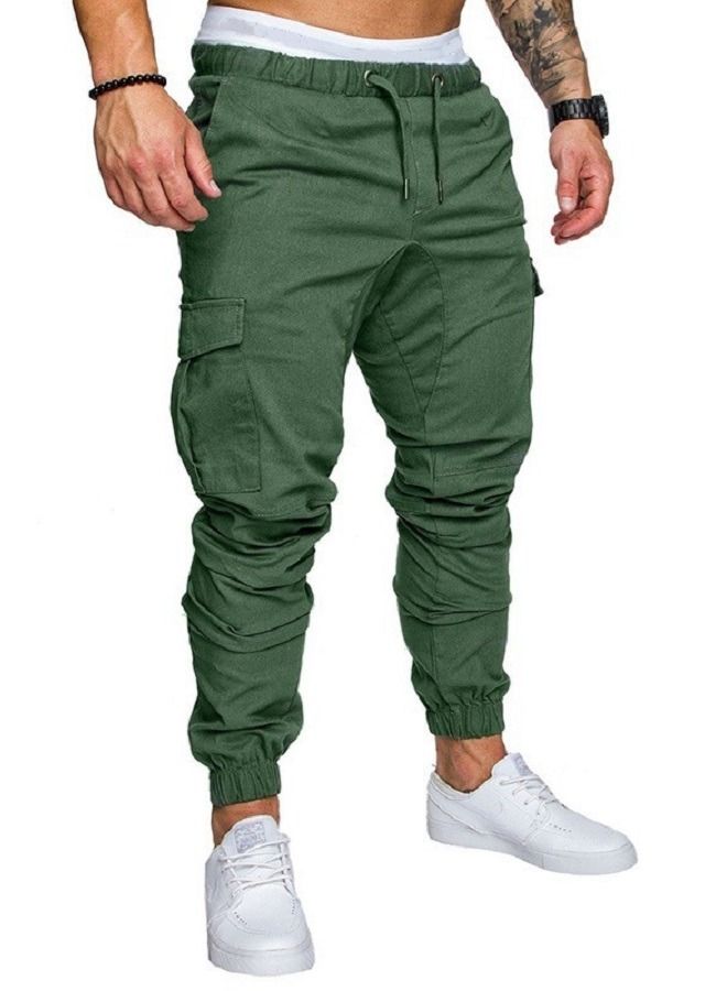 Loquat Men's Solid Color Casual Tie Elastic Sports Pants - Image 2