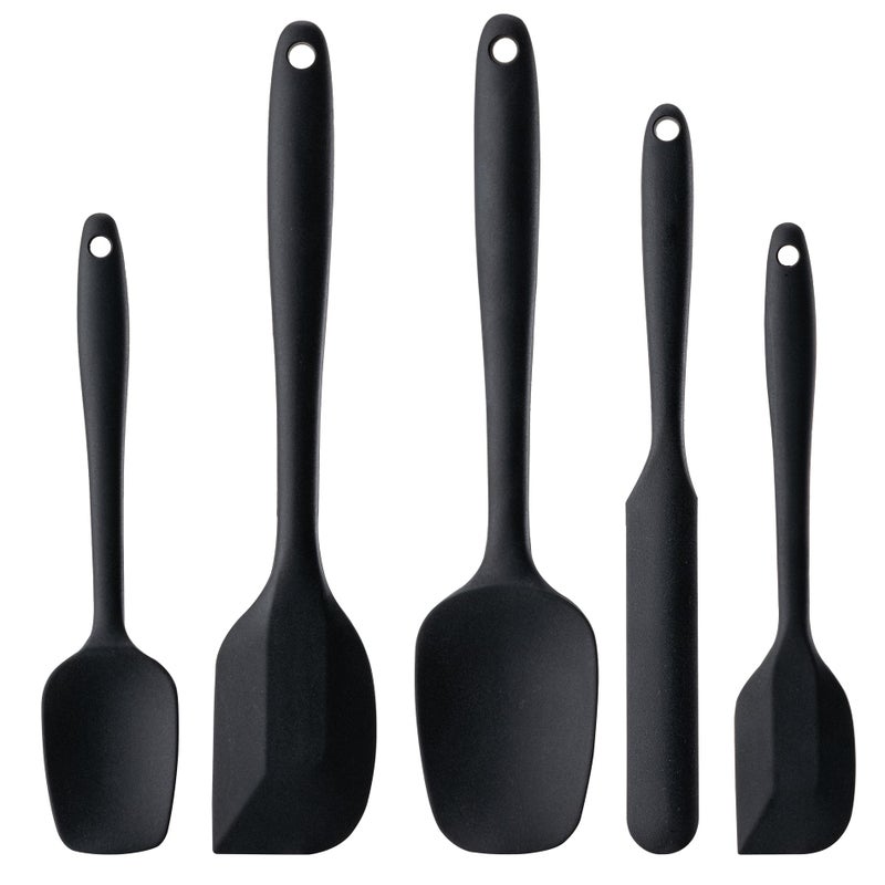 Hoewina Silicone Spatula Set  5 Piece Food Grade Rubber Spatulas for Baking  Cooking  and Mixing High Heat Resistant Non Stick Dishwasher Safe BPA-Free (Black) - Image 1
