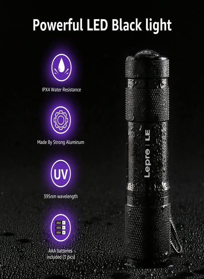 Lighting EVER LE Small UV Blacklight Flashlight, Portable Black Light 395nm, Ultraviolet Light Detector for Invisible Ink Pens, Dog Cat Pet Urine Stain, AAA Batteries Included - Image 3