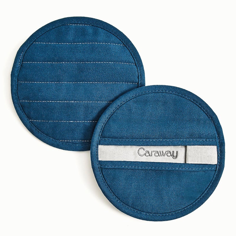 Caraway Pot Holders 100 Organic Cotton Pot Holder DoubleLayer Stain Resistant Stitching Resists High Heat Low Cold Temperatures Machine Washable Navy - Image 2