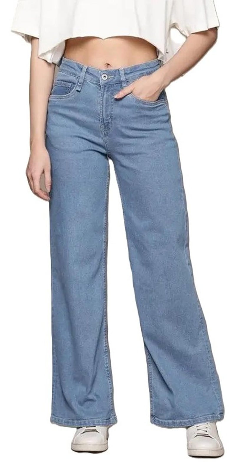 ADBUCKS Women High Rise Straight Fit Stretchable Jeans (34, Light Blue) - Image 1