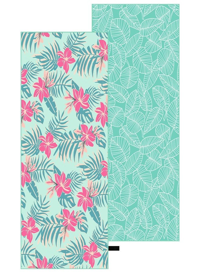 MelonBoat Oversized Microfiber Beach Towel Thin, Light Teal Pink Floral Double Sided Printed Towel 1PC, Sand Free Quick Dry Soft Beach Towels for Adults Men Women, Summer Lake Swim Yoga Trip Bath, 35"x71" - Image 1
