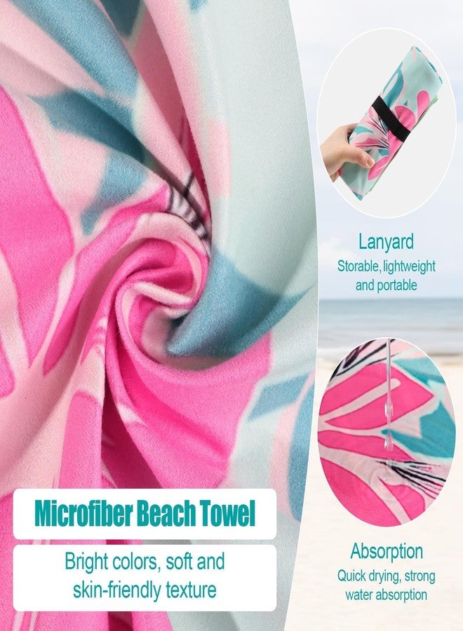 MelonBoat Oversized Microfiber Beach Towel Thin, Light Teal Pink Floral Double Sided Printed Towel 1PC, Sand Free Quick Dry Soft Beach Towels for Adults Men Women, Summer Lake Swim Yoga Trip Bath, 35"x71" - Image 4