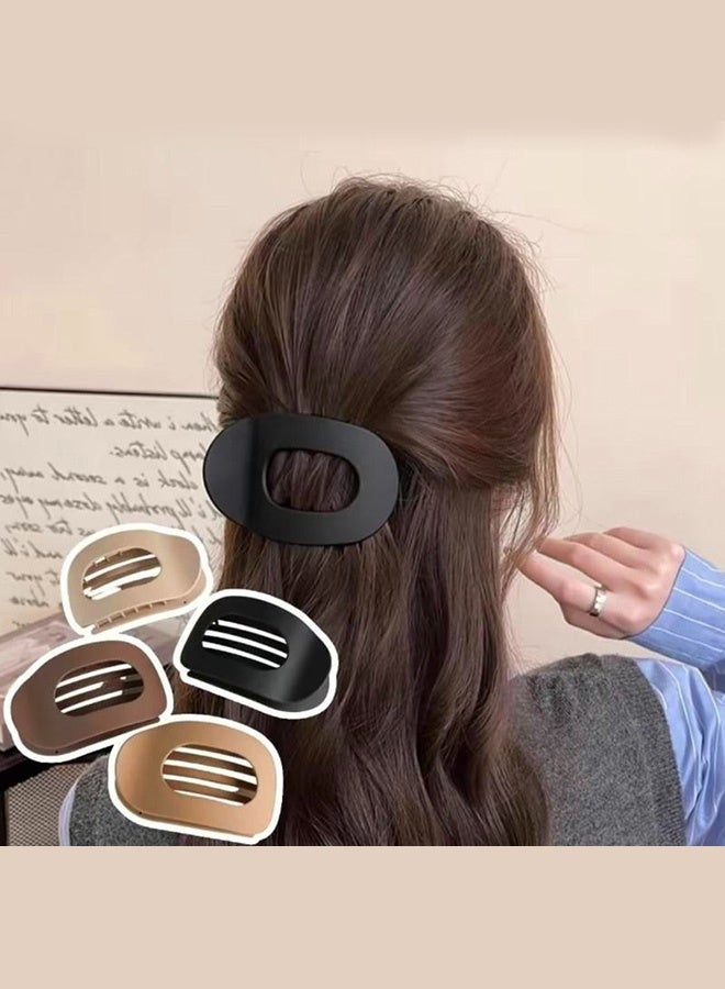 4pcs اللون الصلب بيضاوي أكريليك الشعر مقاطع مجموعة للمرأة - لا أثر مسطحة كبيرة الشعر مقاطع ، أنيقة الحد الأدنى ملحقات الشعر الصقيع للارتداء اليومي ، الهدايا المثالية لها - Image 5