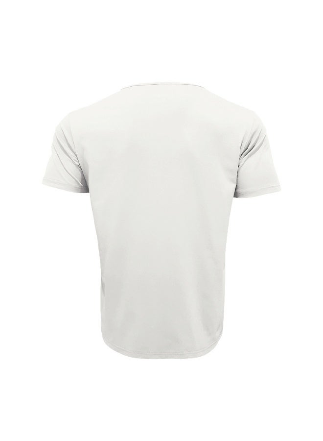 Fashionable Casual Short Sleeve U-Neck T-Shirt Men's Slim Fit Solid Color Shirt Summer  Breathable Top - Image 3