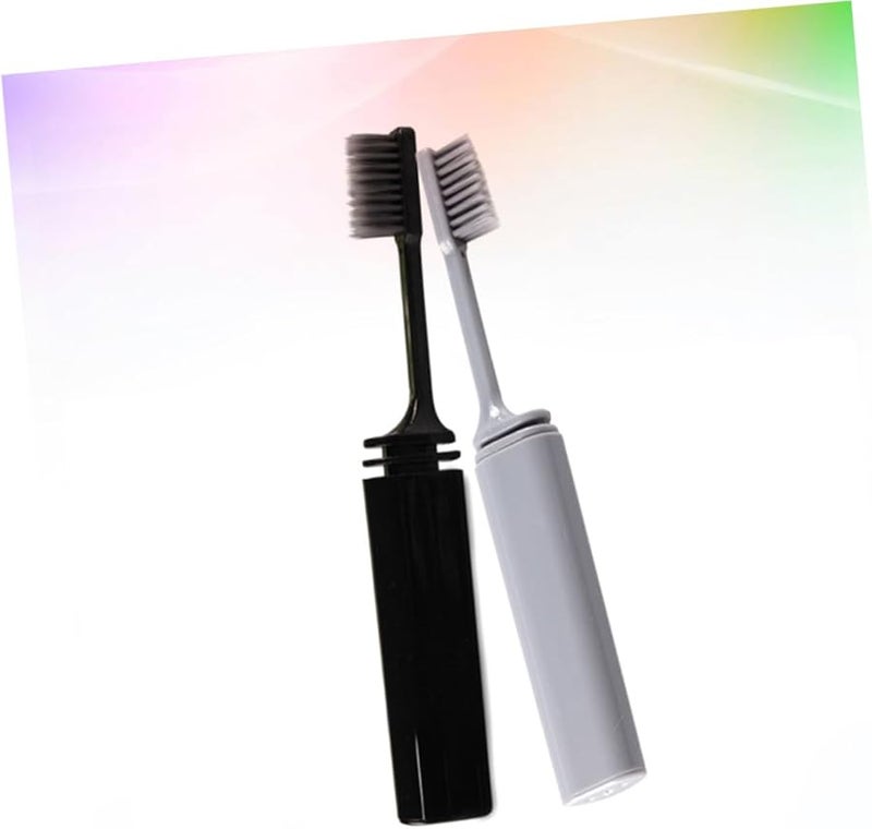 Portable Folding Charcoal Toothbrush 4 Pack Assorted Colors For Travel Soft Bristles - Image 5