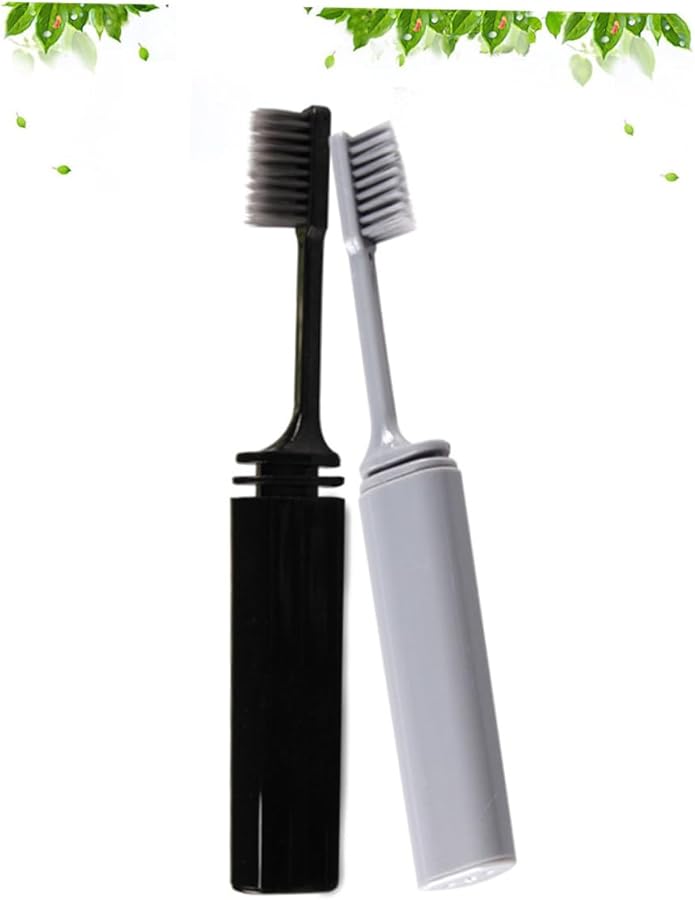 Portable Folding Charcoal Toothbrush 4 Pack Assorted Colors For Travel Soft Bristles - Image 3