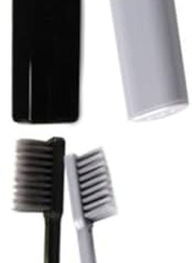 Portable Folding Charcoal Toothbrush 4 Pack Assorted Colors For Travel Soft Bristles - Image 1
