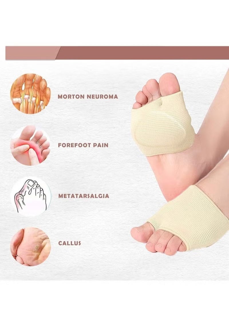 Generic - Metatarsal Pads Ball of Foot Cushions Metatarsal Foot Pads for Pain Relief, Gel Pads Cushion for Metatarsalgia Neuroma Fabric Metatarsal Sleeve Pads for Women/Men, Beige(1 Pair) - Image 1