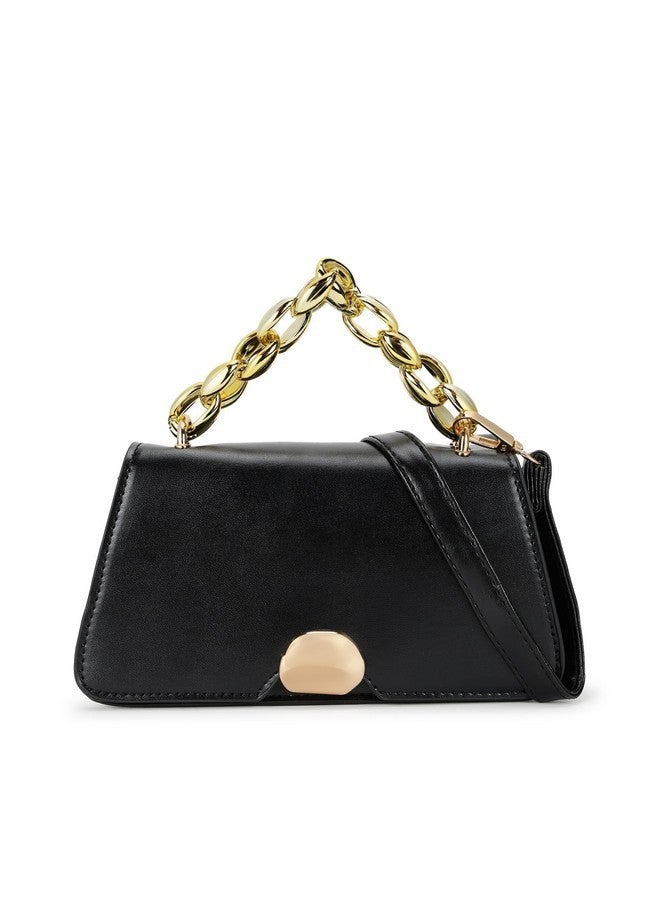 Fastrack PU Solid Satchel for Women, Girls and Ladies | with Gold Metal Chain and detachable sling strap | Tredny Women Handbags | Ladies Purse Handbag - Image 1