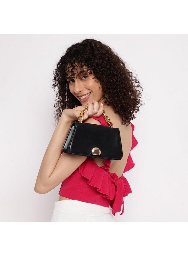 Fastrack PU Solid Satchel for Women, Girls and Ladies | with Gold Metal Chain and detachable sling strap | Tredny Women Handbags | Ladies Purse Handbag - Image 2