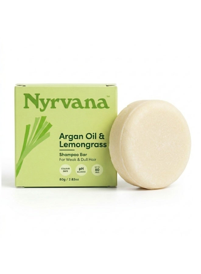 Nyrvana Argan Oil & Lemongrass Shampoo Bar 80g (2.82 oz) | Strengthening for Weak & Dull Hair | Frizz Control & Shine | Sulphate-Free Silicone-Free Colour-Safe - Image 1