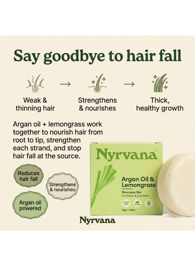 Nyrvana Argan Oil & Lemongrass Shampoo Bar 80g (2.82 oz) | Strengthening for Weak & Dull Hair | Frizz Control & Shine | Sulphate-Free Silicone-Free Colour-Safe - Image 5