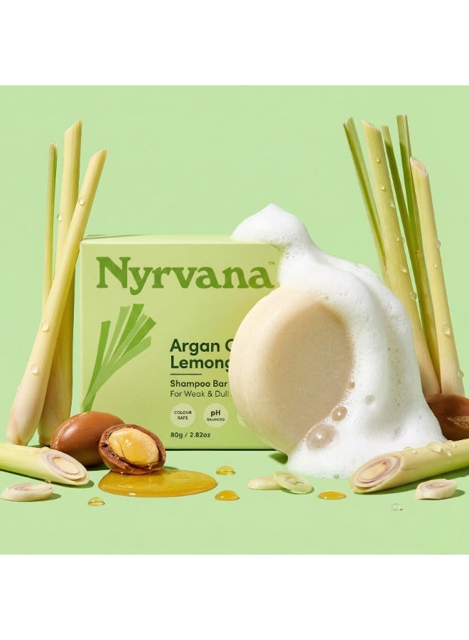 Nyrvana Argan Oil & Lemongrass Shampoo Bar 80g (2.82 oz) | Strengthening for Weak & Dull Hair | Frizz Control & Shine | Sulphate-Free Silicone-Free Colour-Safe - Image 2