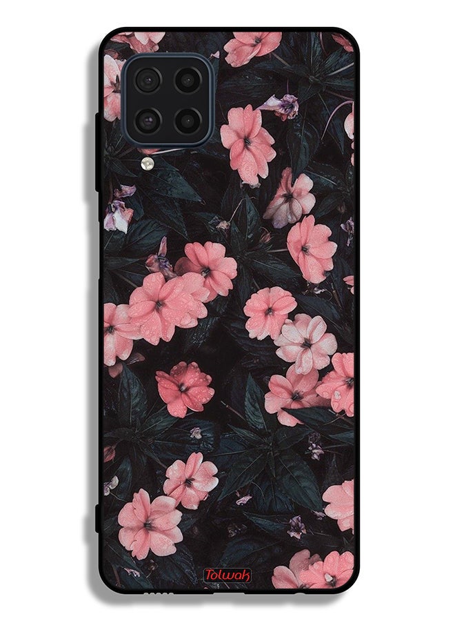 Tolwak Samsung Galaxy M22 Protective Case Cover Peach Small Roses - Image 2