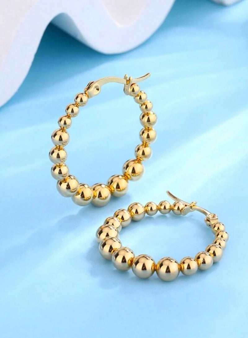 إيكوال حلق اذن نسائي أنيق مصنوع من الاستانلس ستيل ومطلي باللون الذهبي عيار 18 - Image 2