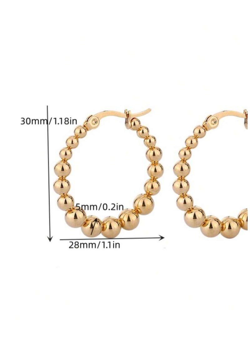 إيكوال حلق اذن نسائي أنيق مصنوع من الاستانلس ستيل ومطلي باللون الذهبي عيار 18 - Image 4