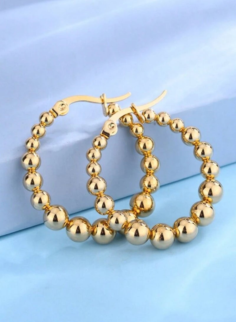 إيكوال حلق اذن نسائي أنيق مصنوع من الاستانلس ستيل ومطلي باللون الذهبي عيار 18 - Image 3