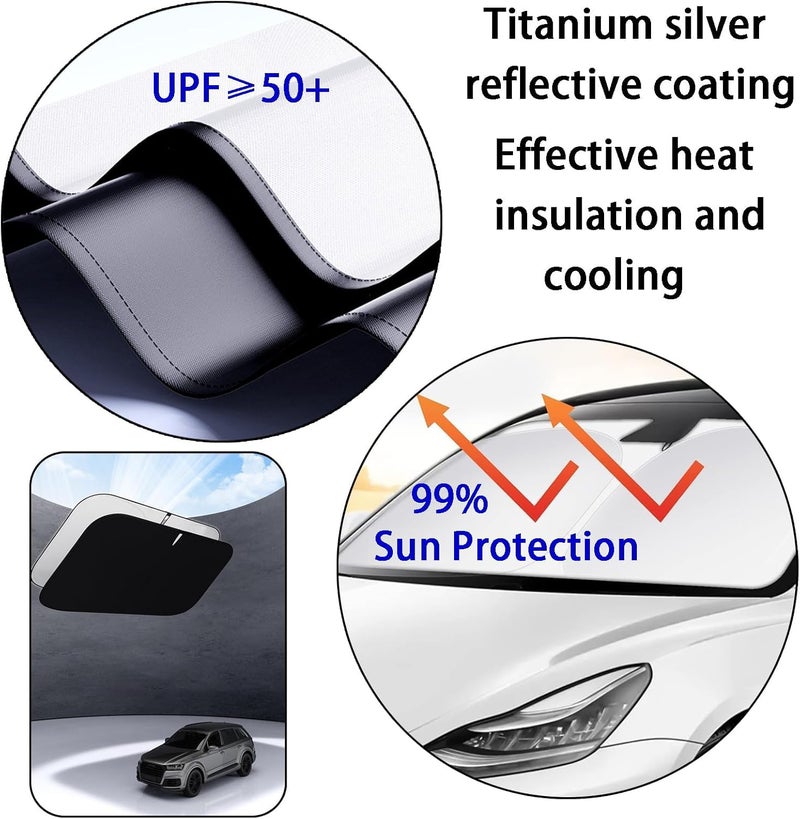 Duomama Thickened Auto Sunshade - Heat Shield Windshield Cover for Cars, Trucks, SUVs - Universal Fit, 57.08" x 31.5" - Image 4