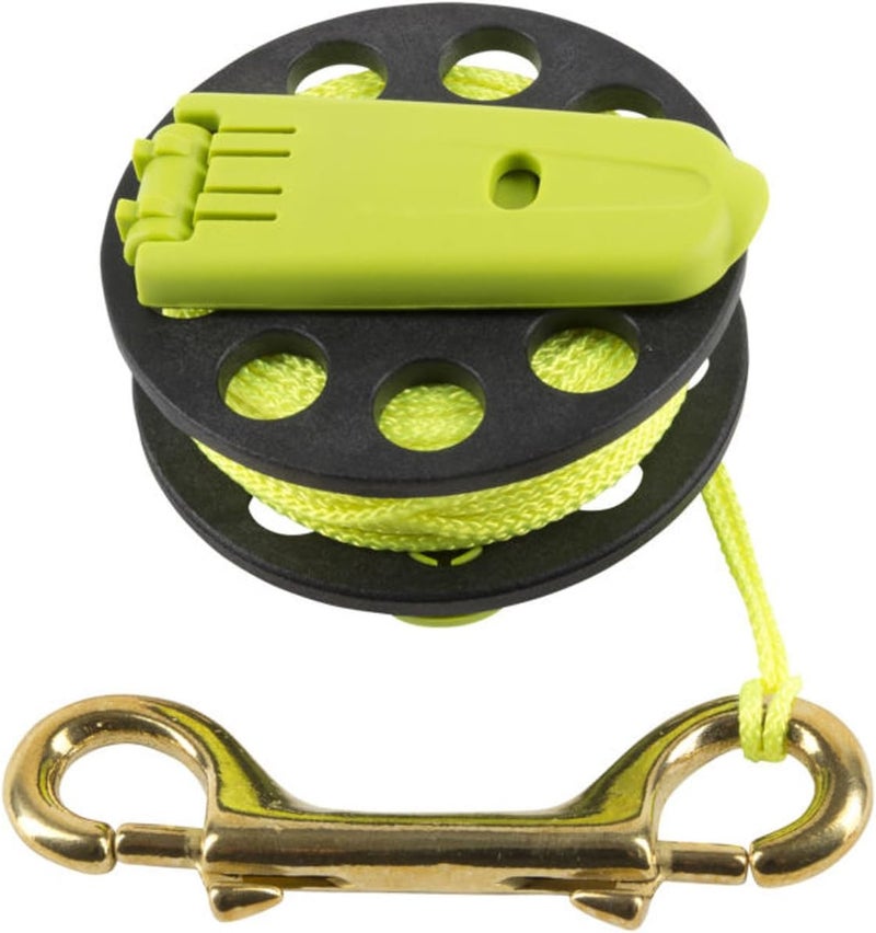 Trident Finger Spool with Handle - Folding Handle Finger Scuba Diving Reel with Fluorescent Yellow Line - Image 1