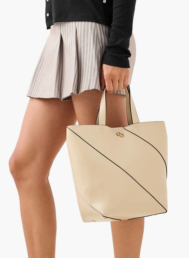 سيليست Panelled Tote Bag with Double Handle and Pouch