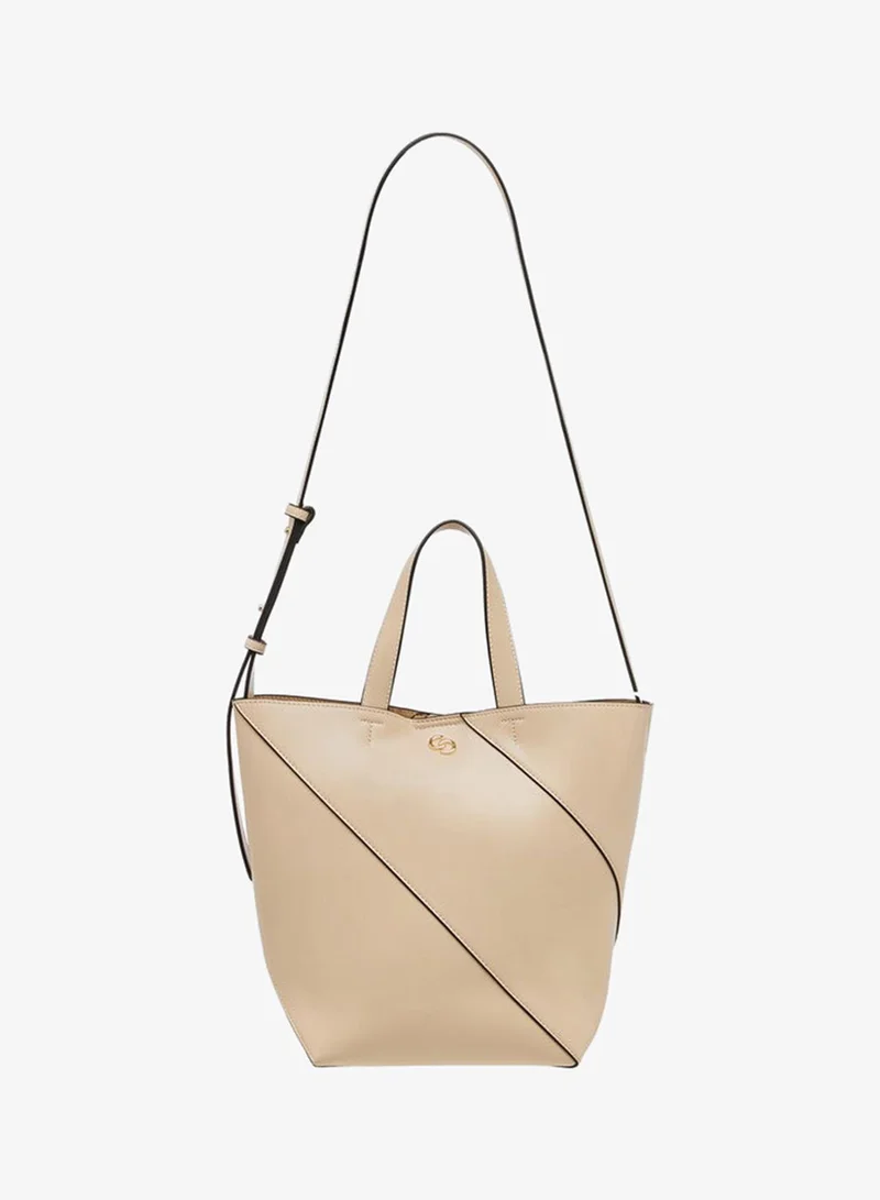 Celeste BEIGE Panelled Tote Bag with Double Handle and Pouch for Women | Best Price UAE