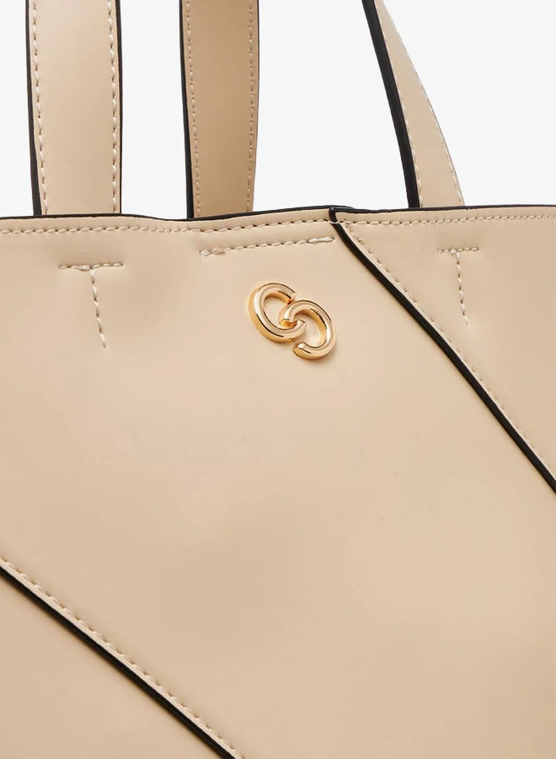 Celeste BEIGE Panelled Tote Bag with Double Handle and Pouch for Women | Best Price UAE