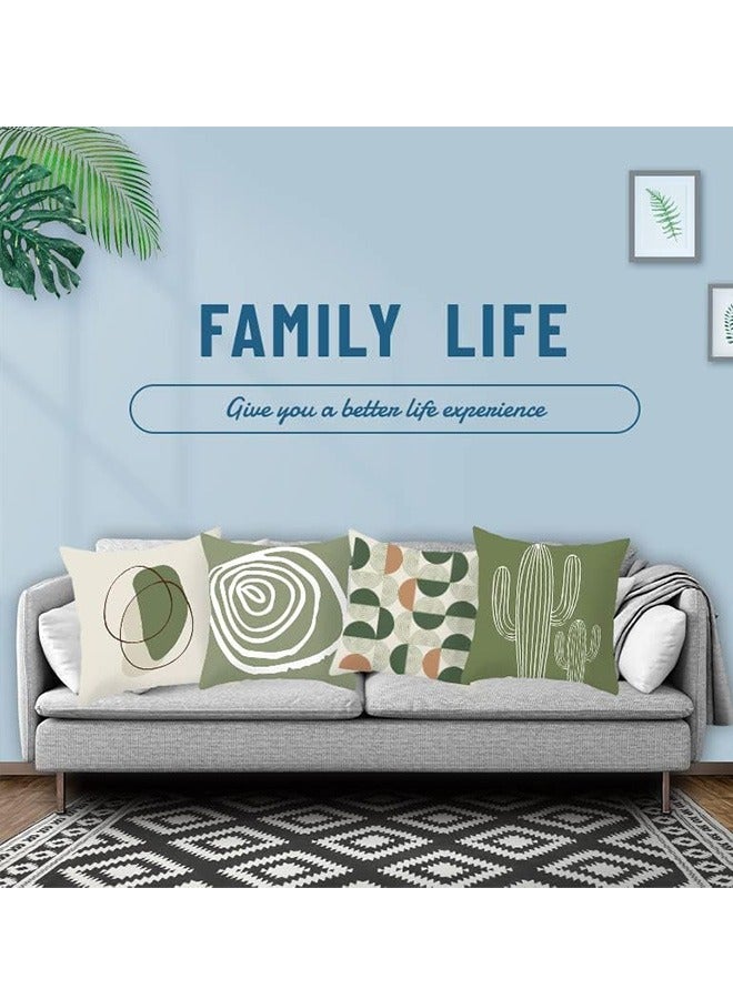 Bukela Modern Design Green Pillow Cover Set 18x18 Inch, Home Decorative Throw Pillow Cases, Set of 4 Pieces, Short Plush Velvet Fabric, 45x45cm Square Cushion Case for Sofa Couch(Minimalist) - Image 5