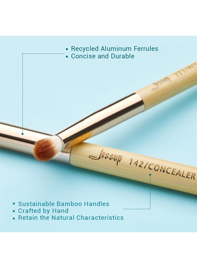Jessup Eye Makeup Brushes Set, Premium Synthetic Eyeshadow Blending Concealer Eyebrow Eyeliner Brush, 15pcs Labeled Bamboo Make Up Brushes T137 - Image 5
