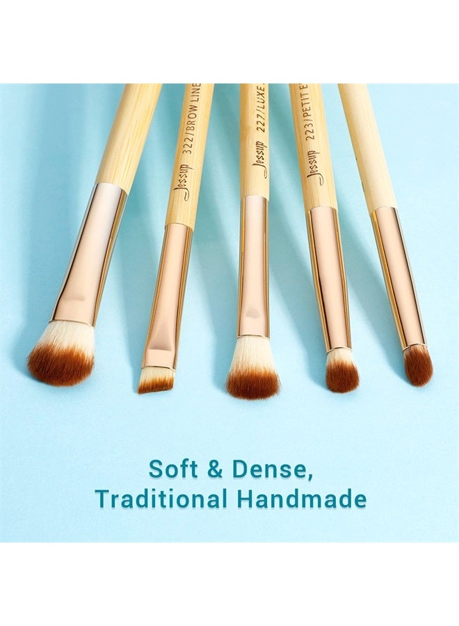 Jessup Eye Makeup Brushes Set, Premium Synthetic Eyeshadow Blending Concealer Eyebrow Eyeliner Brush, 15pcs Labeled Bamboo Make Up Brushes T137 - Image 4
