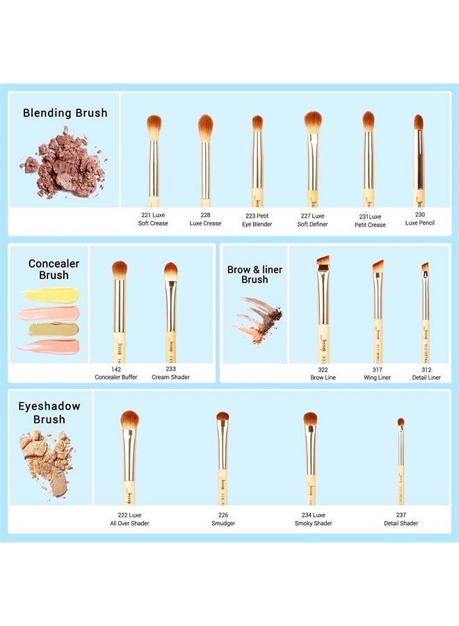 Jessup Eye Makeup Brushes Set, Premium Synthetic Eyeshadow Blending Concealer Eyebrow Eyeliner Brush, 15pcs Labeled Bamboo Make Up Brushes T137 - Image 2
