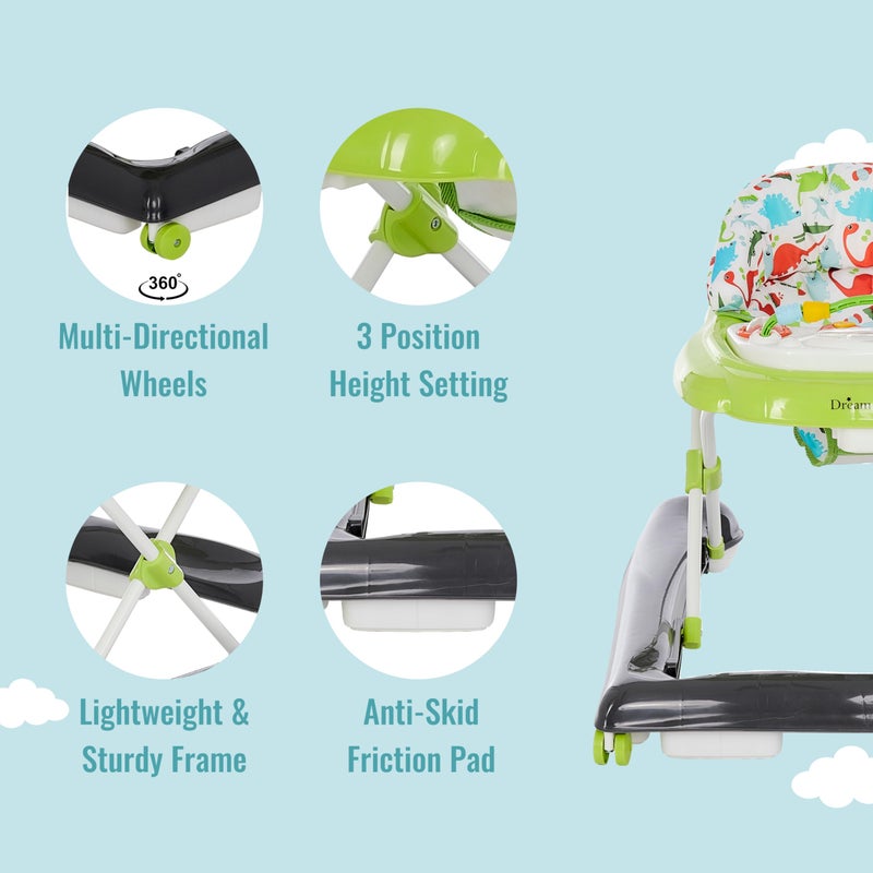 Dream On Me 2-in-1 Ava Baby Walker, Easy Convertible Baby Walker, Walk Behind, Height Adjustable Seat, Added Back Support, Detachable Slate, Green - Image 3