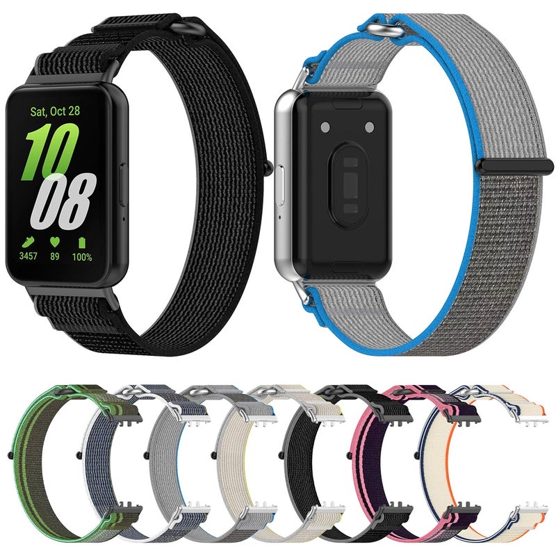 erorex For Samsung Galaxy Fit 3 Loop Nylon Watch Band(Black Grey) - Image 4