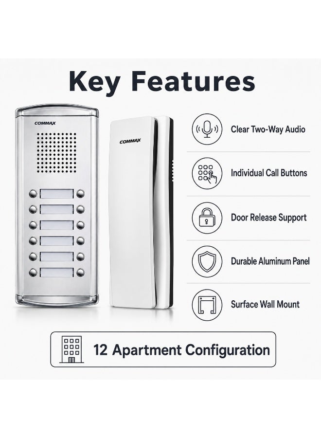 COMMAX Audio Door Intercom System for 12 Apartments - Image 4