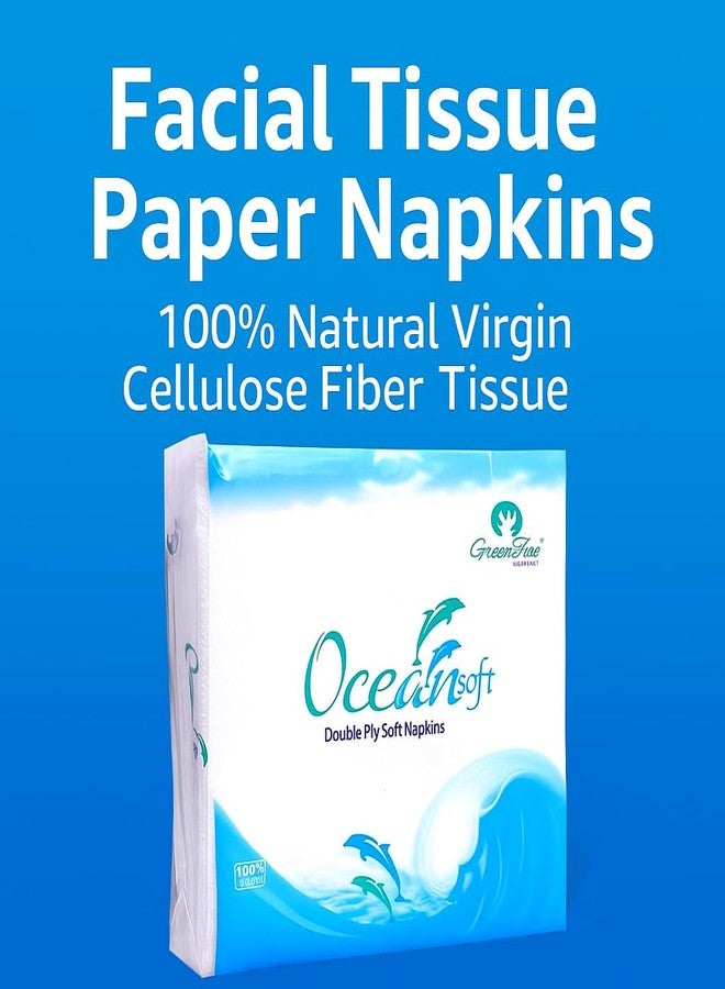جرين تري مناديل ورقية من جرين تري أوشن فريش، طبقتان، مقاس 33×33 سم، 50 منديل/العبوة (3)، ناعمة وعالية الامتصاص | مصنوعة من ألياف السليلوز البكر الطبيعية 100% - Image 2
