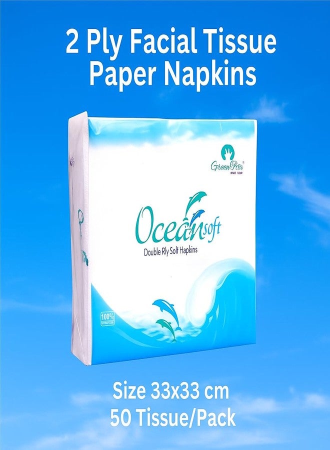 جرين تري مناديل ورقية من جرين تري أوشن فريش، طبقتان، مقاس 33×33 سم، 50 منديل/العبوة (3)، ناعمة وعالية الامتصاص | مصنوعة من ألياف السليلوز البكر الطبيعية 100% - Image 5