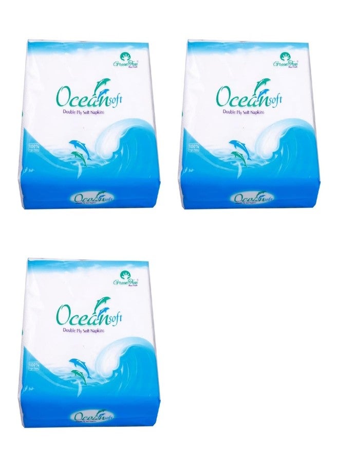 جرين تري مناديل ورقية من جرين تري أوشن فريش، طبقتان، مقاس 33×33 سم، 50 منديل/العبوة (3)، ناعمة وعالية الامتصاص | مصنوعة من ألياف السليلوز البكر الطبيعية 100% - Image 1