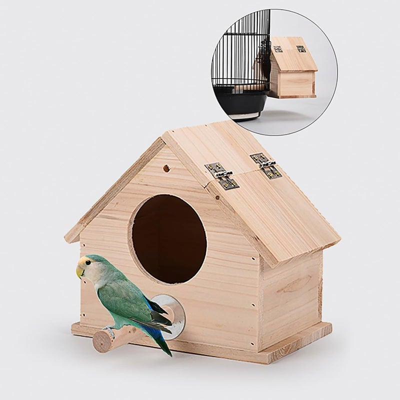 OMEM Birds Nests Parrot House Wooden Breeding Box Birdcages Stand Accessories - Image 3
