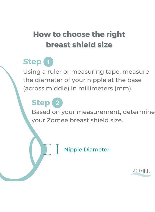 Zomee - Flex Breast Nipple Shield Latch Assistance Inverted Or Flat Comfortable & Soft For Easy Pumping Use For Z1 Z2 Breast Pump (Multiple 2 Pack Sizes) (17Mm) - Image 1
