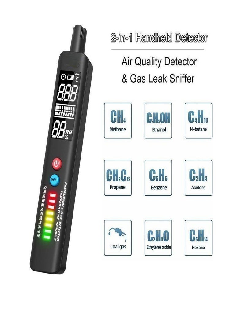 Arabest - Portable Gas Leak Detector, 2 in 1 Handheld Natural Gas Sniffer Integrated Temperature Humidity Tester, Locates Combustible Gas LPG, LNG, Methane, Butane, Propane - Image 1