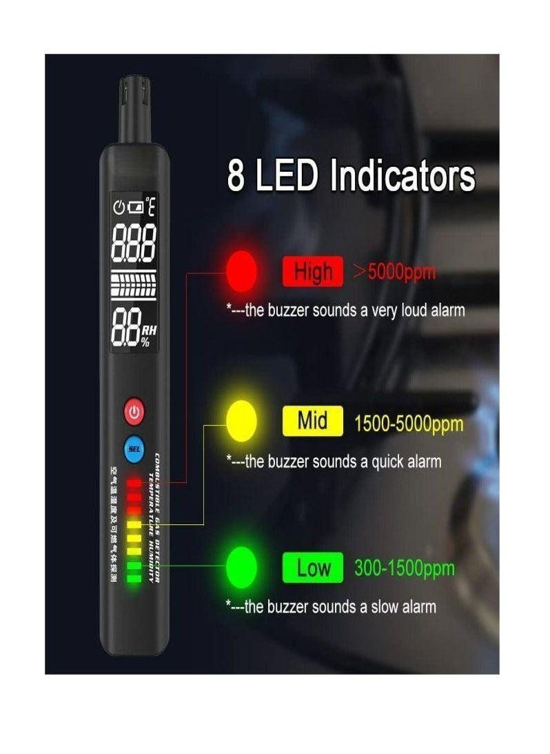 Arabest - Portable Gas Leak Detector, 2 in 1 Handheld Natural Gas Sniffer Integrated Temperature Humidity Tester, Locates Combustible Gas LPG, LNG, Methane, Butane, Propane - Image 1