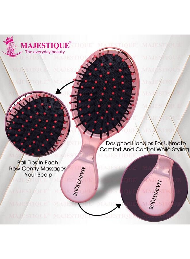 MAJESTIQUE Mini Pocket Detangling Hair Brush Soft Ball Tipped Nylon Pin Handheld Massage Paddle Hair Comb For Adults & Kids All Hair Types Mini Travel Detanglers (Multicolor) - Image 5