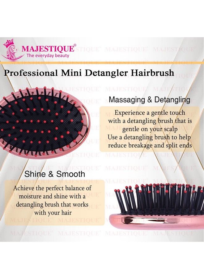 MAJESTIQUE Mini Pocket Detangling Hair Brush Soft Ball Tipped Nylon Pin Handheld Massage Paddle Hair Comb For Adults & Kids All Hair Types Mini Travel Detanglers (Multicolor) - Image 4
