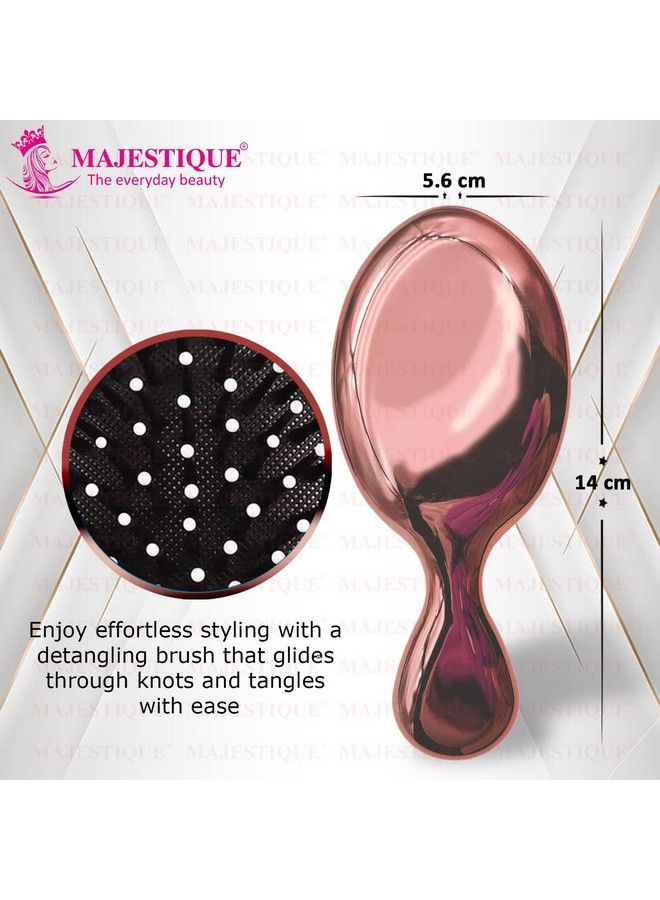 MAJESTIQUE Mini Pocket Detangling Hair Brush Soft Ball Tipped Nylon Pin Handheld Massage Paddle Hair Comb For Adults & Kids All Hair Types Mini Travel Detanglers (Multicolor) - Image 3